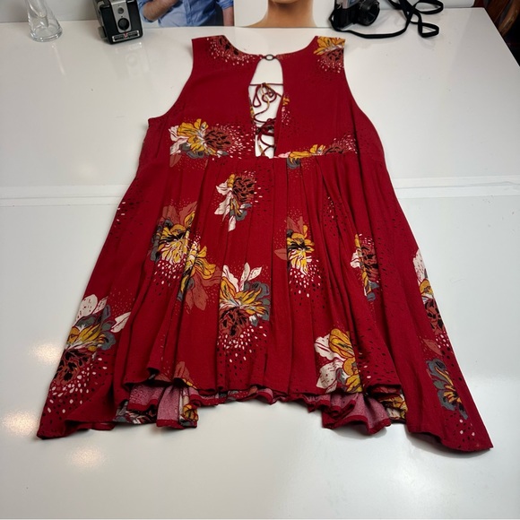 Free People Scarlet Floral Backless Mini Dress | 100% Rayon Boho Festival Summer - Picture 9 of 10